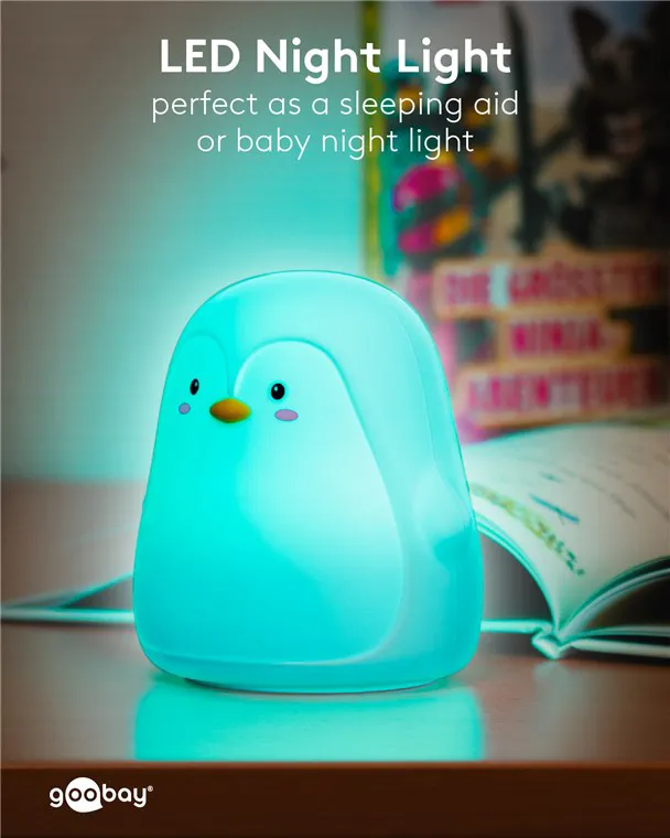 GOOBAY LED φωτιστικό νυκτός πιγκουίνος 61648, RGB, επαναφορτιζόμενο, λευκό