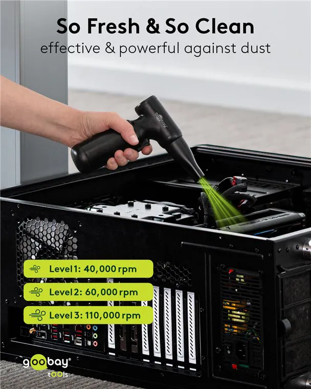 GOOBAY ηλεκτρικό air duster 77830, 100W, 6000mAh, μαύρο