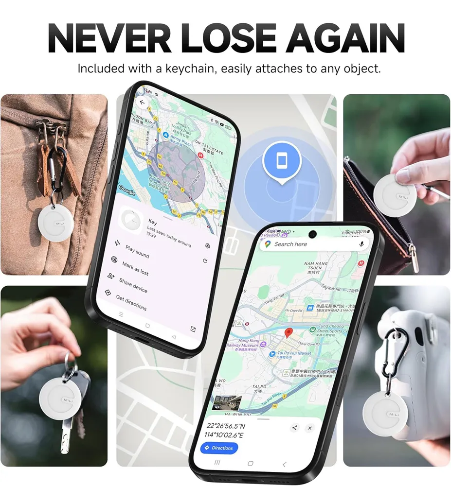 MILI smart tag MiTag Duo για iOS & Android συσκευές, Bluetooth tracker, μαύρο