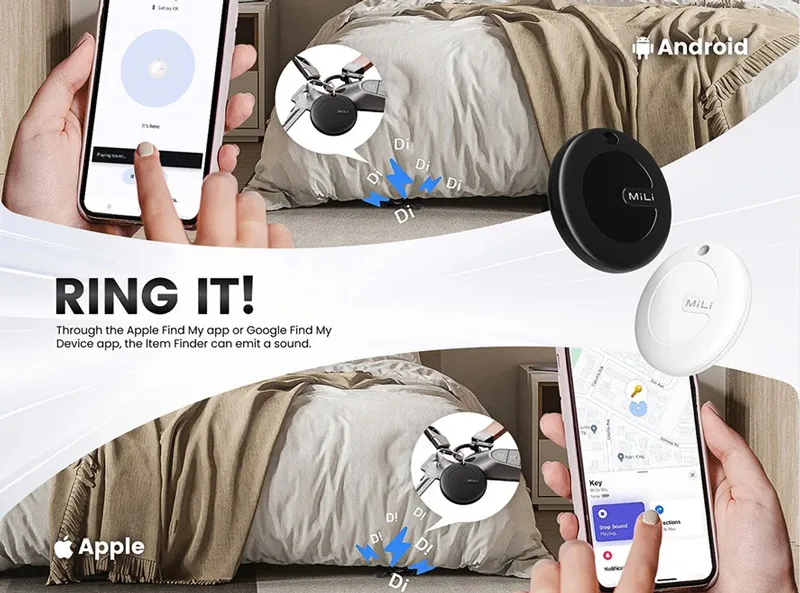 MILI smart tag MiTag Duo για iOS & Android συσκευές, Bluetooth tracker, μαύρο