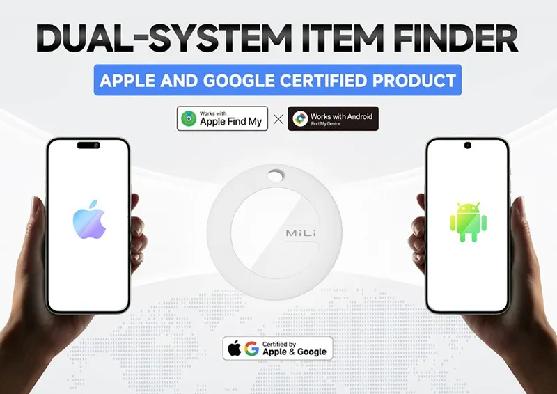 MILI smart tag MiTag Duo για iOS & Android συσκευές, Bluetooth tracker, μαύρο
