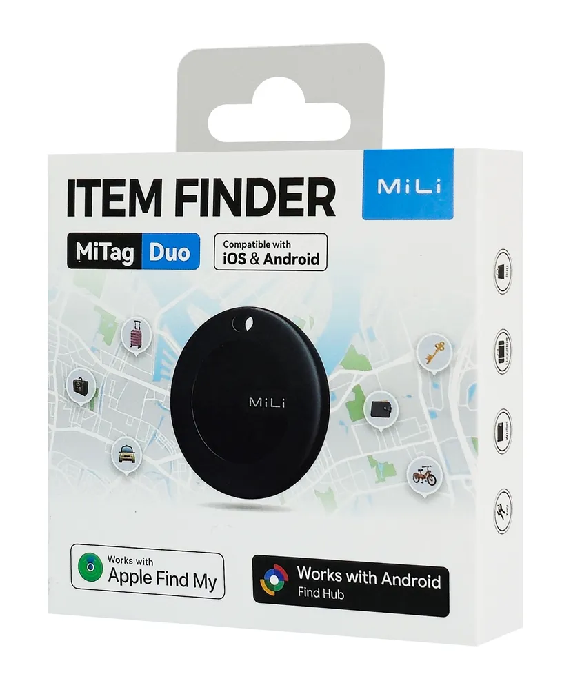 MILI smart tag MiTag Duo για iOS & Android συσκευές, Bluetooth tracker, μαύρο