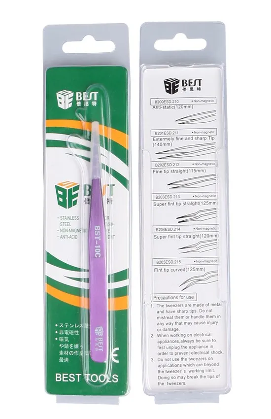 BEST Τσιμπίδα BST-10C, Stainless Steel, ESD, Ίσια