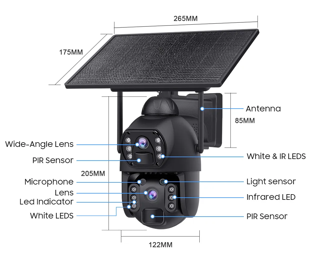 SECTEC smart ηλιακή κάμερα ST-536-6MAOV-4G-EU, dual lens, 3MP, 4G, SD, PTZ, IP66