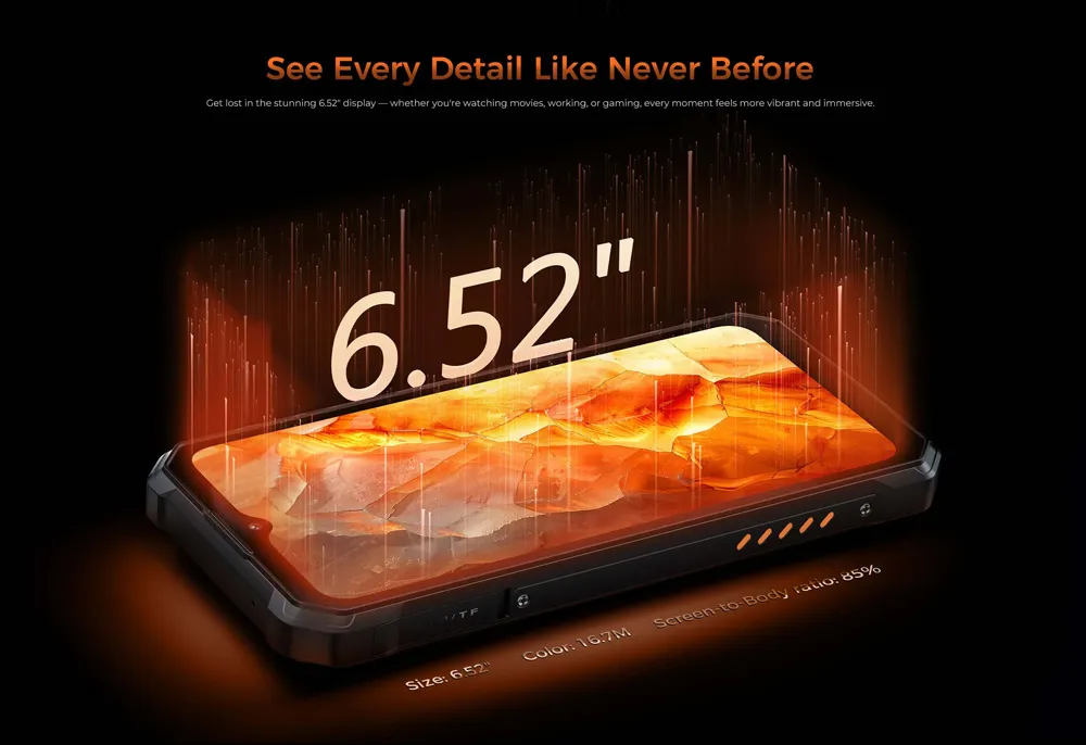 OUKITEL smartphone WP53 με ηχείο 3W, 6.52", 8/128GB, 11000mAh, IP68/IP69K/MIL-STD-810H, μαύρο