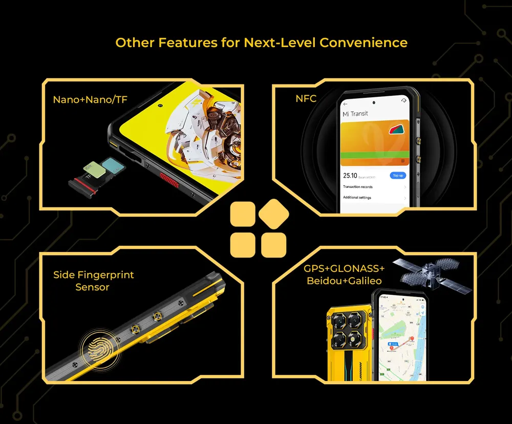 OUKITEL smartphone WP60, 7.2", 8/256GB, 5G, 10000mAh, IP68/IP69K/MIL-STD-810H, κίτρινο