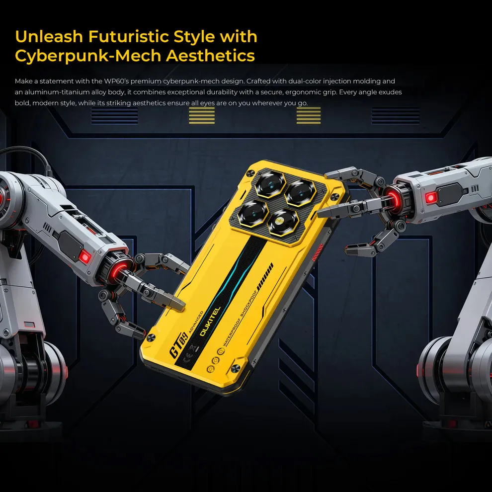 OUKITEL smartphone WP60, 7.2", 8/256GB, 5G, 10000mAh, IP68/IP69K/MIL-STD-810H, κίτρινο