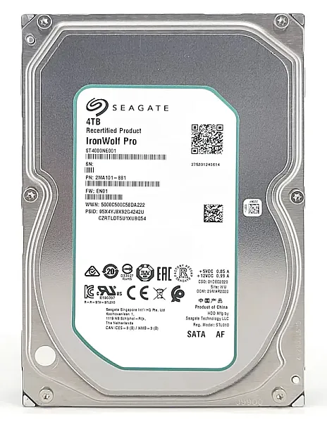 SEAGATE σκληρός δίσκος Iron Wolf Pro 3.5", 4TB, 256MB, 7200RPM, 6Gb/s, Factory Recertified