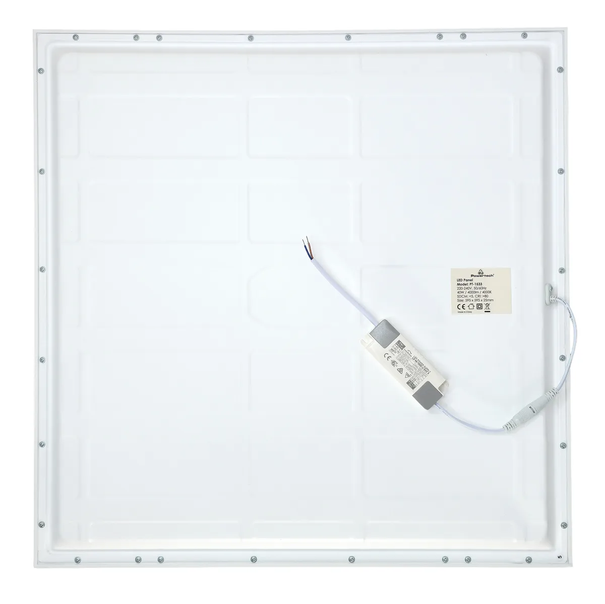 POWERTECH LED panel ψευδοροφής PT-1533, 40W, 59.5x59.5cm, τετράγωνο, 4000K, 4000lm, λευκό