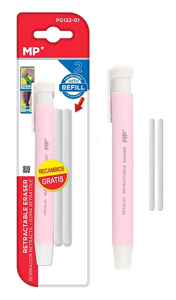 MP μηχανική γόμα για μολύβι PG122-01 με 2x ανταλλακτικά, ροζ