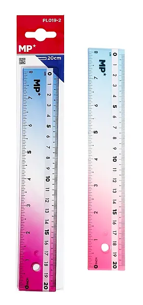 MP πλαστικός χάρακας PL019-2, 8"/20cm, διάφανος/πολύχρωμος