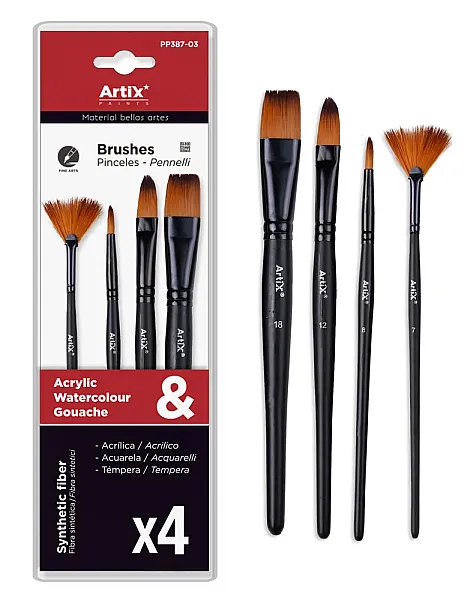 ARTIX PAINTS σετ πινέλων ζωγραφικής PP387-03, μαύρο, 4τμχ