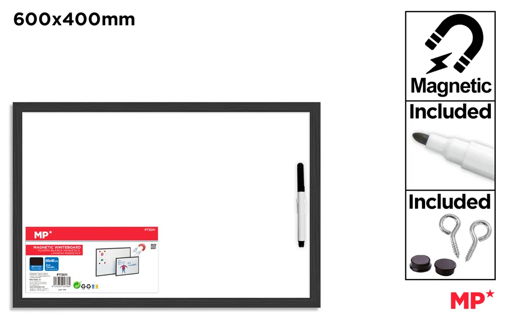 MP πίνακας μαρκαδόρου PT301I με μαρκαδόρο, μαγνητικός, 60x40cm