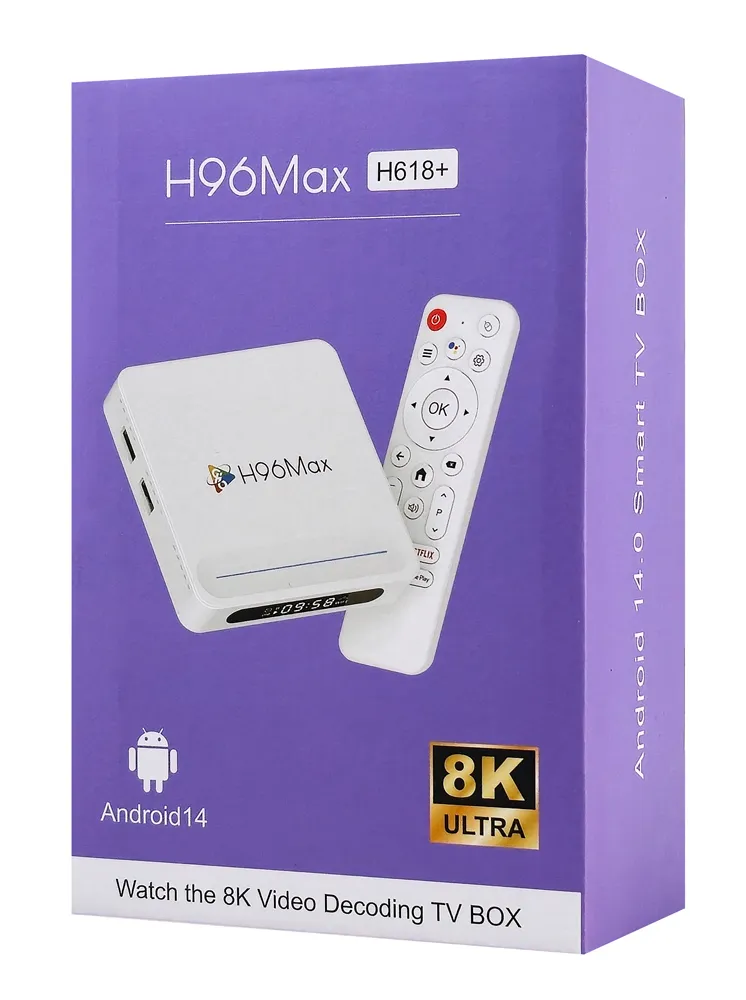 H96 MAX TV Box H618 Plus, 8K, 4/32GB, WiFi 6, Bluetooth, Android 14