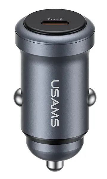USAMS φορτιστής αυτοκινήτου CC321, USB-C, 30W, γκρι