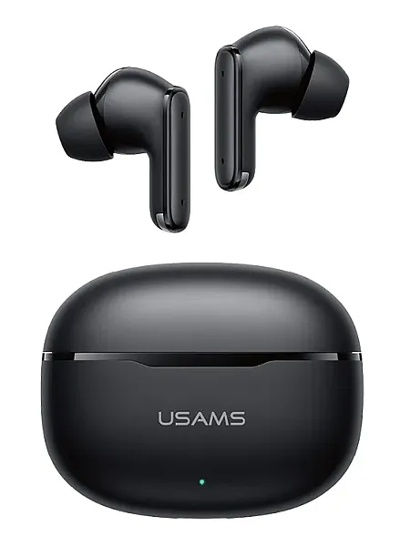 USAMS earphones με θήκη φόρτισης E05, True Wireless, BT 6.0, μαύρα