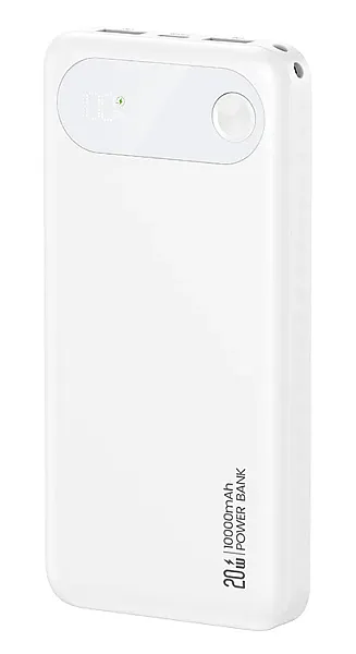 USAMS power bank CD249 με οθόνη, 3x θύρες εξόδου, 10000mAh, PD20W, λευκό