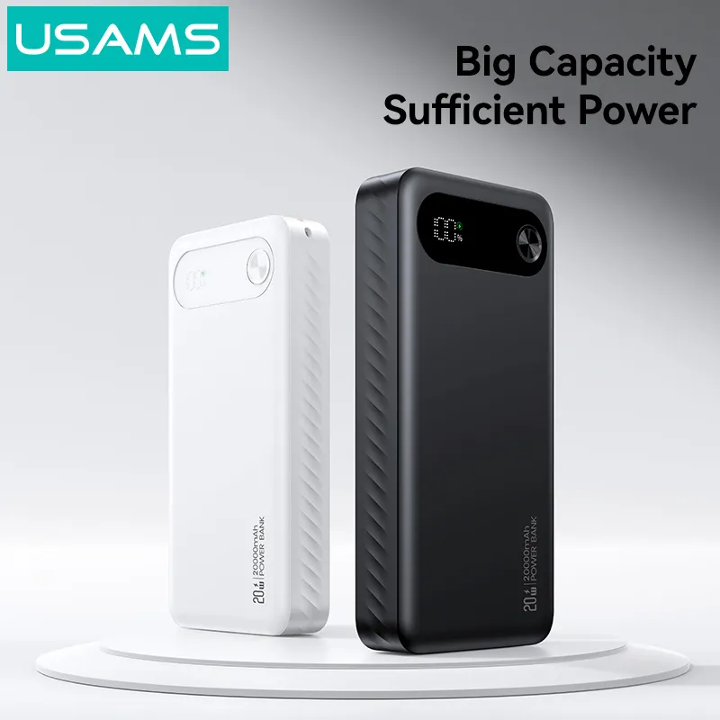 USAMS power bank CD251 με οθόνη, 3x θύρες εξόδου, 20000mAh, PD20W, μαύρο