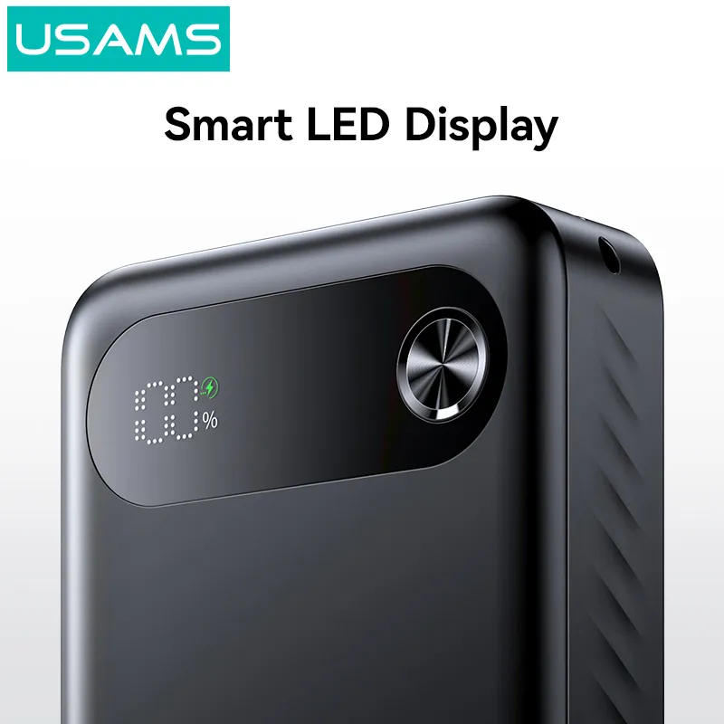 USAMS power bank CD251 με οθόνη, 3x θύρες εξόδου, 20000mAh, PD20W, μαύρο