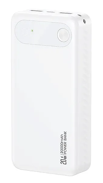 USAMS power bank CD251 με οθόνη, 3x θύρες εξόδου, 20000mAh, PD20W, λευκό