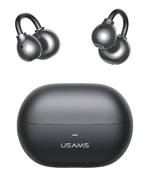 USAMS earphones με θήκη φόρτισης Echo R02, OWS, Φ11mm, 50/300mAh, μαύρα