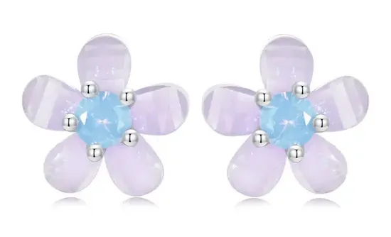 BAMOER σκουλαρίκια καρφωτά SCE1733 με οπάλ πέτρα, ασήμι 925, ασημί