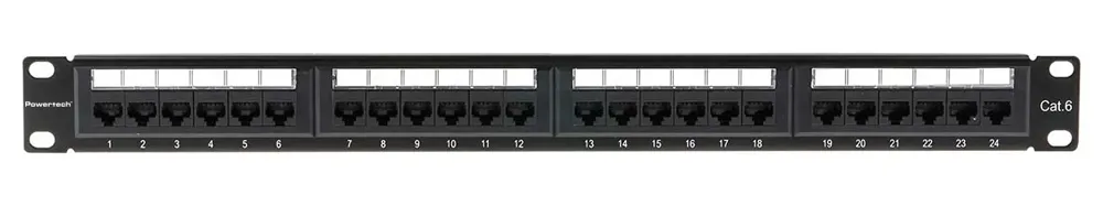 POWERTECH patch panel NETW-0046 για rack 19"/1U, 24 θυρών, CAT 6 UTP, μαύρο