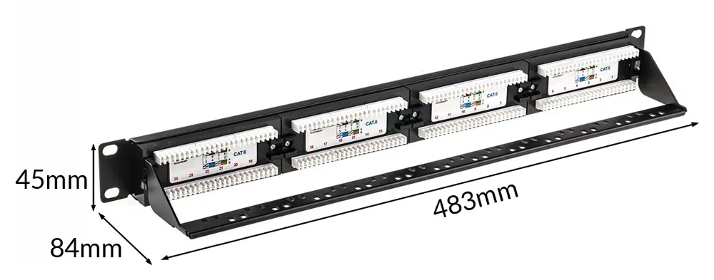 POWERTECH patch panel NETW-0046 για rack 19"/1U, 24 θυρών, CAT 6 UTP, μαύρο