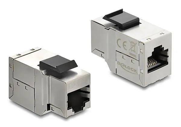 DELOCK Keystone module RJ45 90835, θηλυκό σε θηλυκό, Cat 6A STP, ασημί