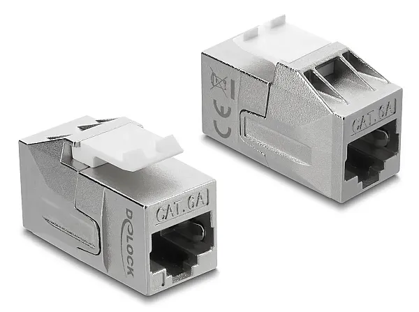 DELOCK Keystone module RJ45 91122, θηλυκό σε θηλυκό, Cat 6A STP, ασημί