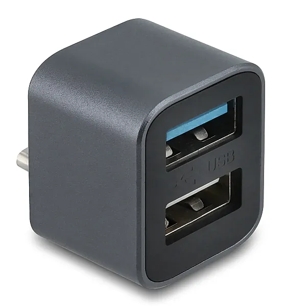 DELOCK mini USB hub 64359, 2x θυρών, USB 3.2, 10Gbps, USB-C σύνδεση, γκρι