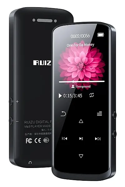 RUIZU MP3 player D50 με οθόνη 1.8", 16GB, Bluetooth, ελληνικό μενού, μαύρο