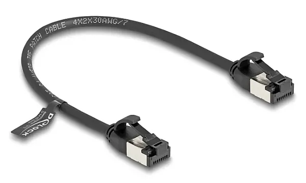 DELOCK καλώδιο δικτύου 80181, CAT 8.1 U/FTP, 40Gbps, εύκαμπτο, 0.25m, μαύρο