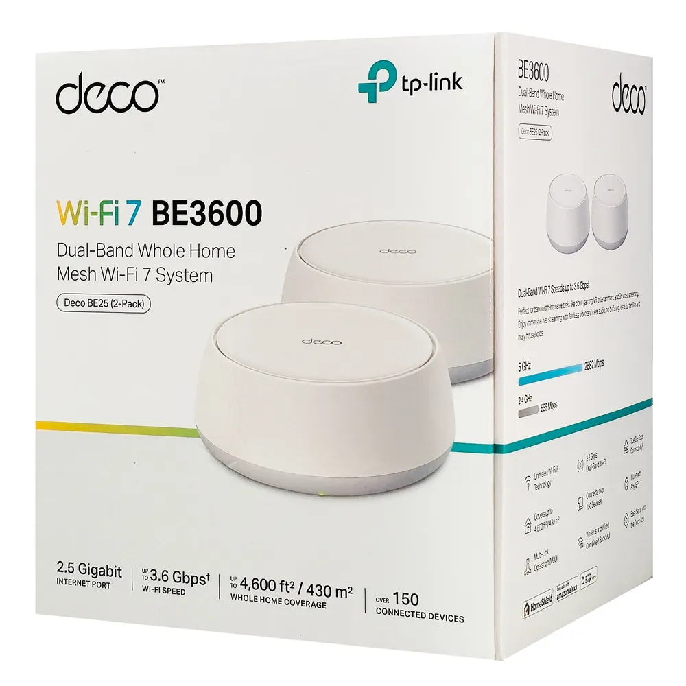 TP-LINK Home Mesh WiFi 7 System Deco BE25, 3600Mbps ΒΕ3600, V1.0, 2τμχ