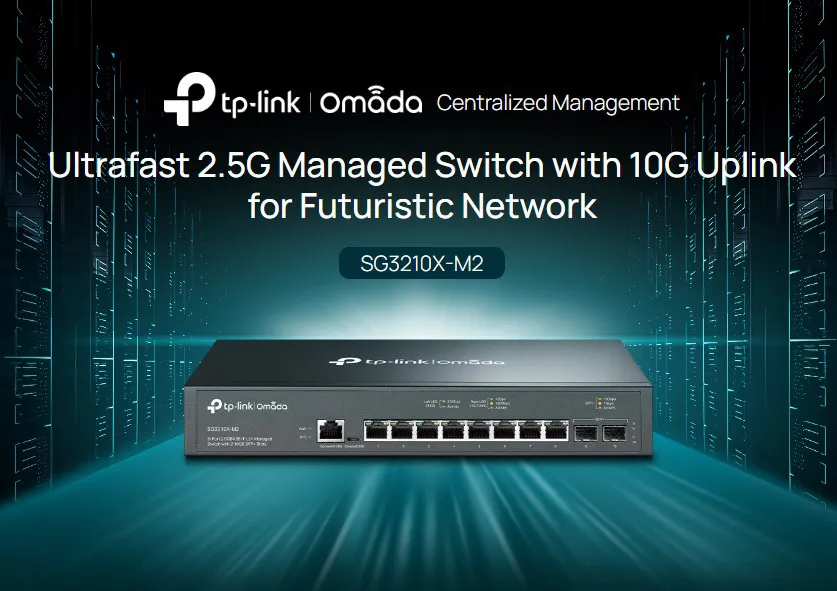 TP-LINK L2+ managed switch SG3210X-M2, 8x 2.5Gbps θύρες, V1.0