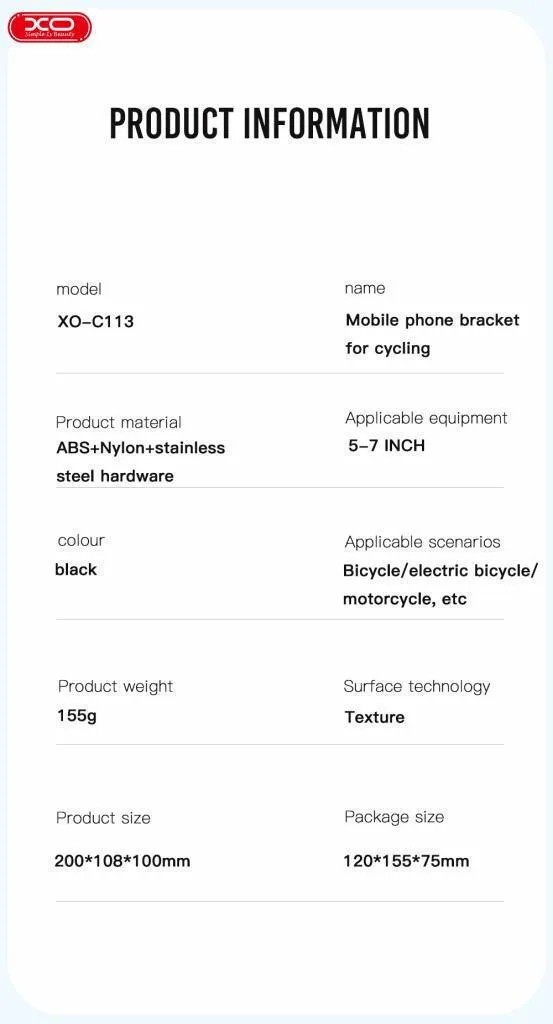 XO C113 Bicycle/Motorcycle Phone Holder