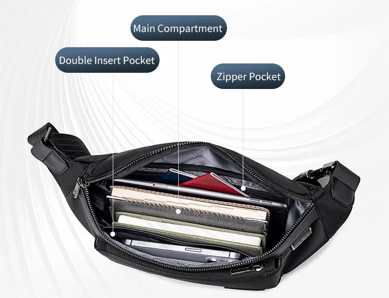 ARCTIC HUNTER τσάντα Crossbody XB00837, 3.5L, μαύρη