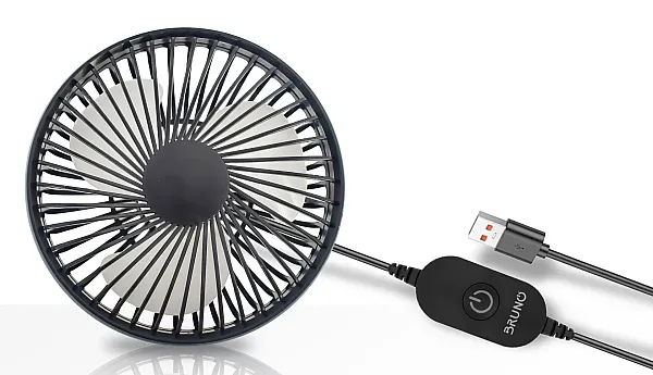 BRUNO ανεμιστήρας αυτοκινήτου BRN-0284, 5" ιντσών, με περιστροφή 360°, 2 ταχύτητες και καλώδιο USB