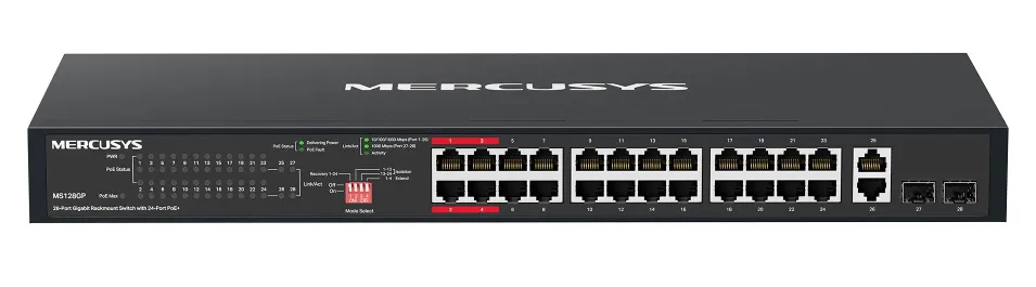 MERCUSYS rackmount switch MS128GP, 28x Gigabit θύρες, PoE+, V1.0