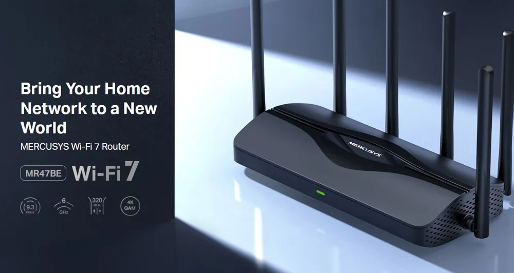 MERCUSYS router MR47BE, WiFi 7, 9.3Gbps BE9300, Tri-Band, V2.0
