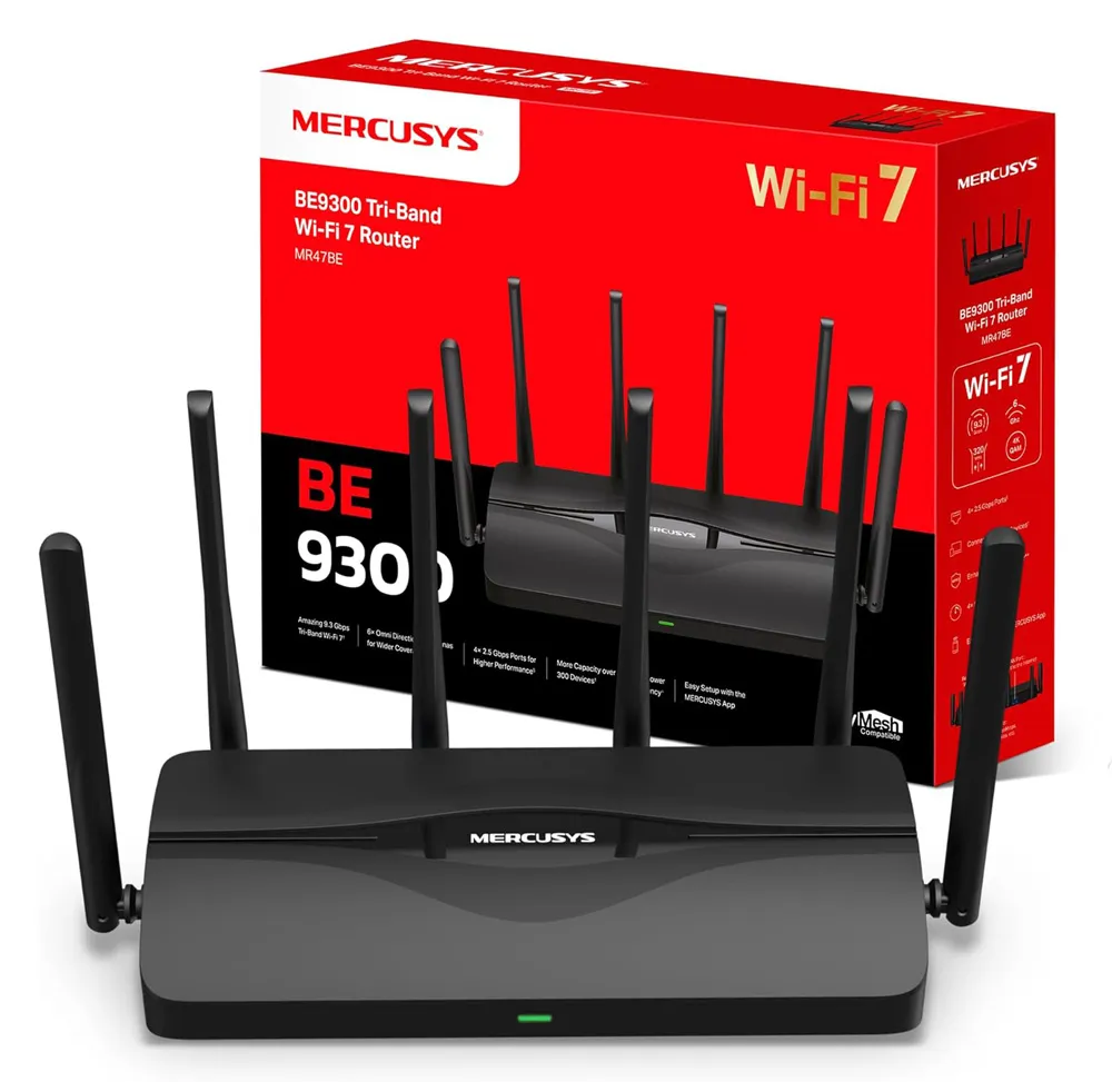 MERCUSYS router MR47BE, WiFi 7, 9.3Gbps BE9300, Tri-Band, V2.0
