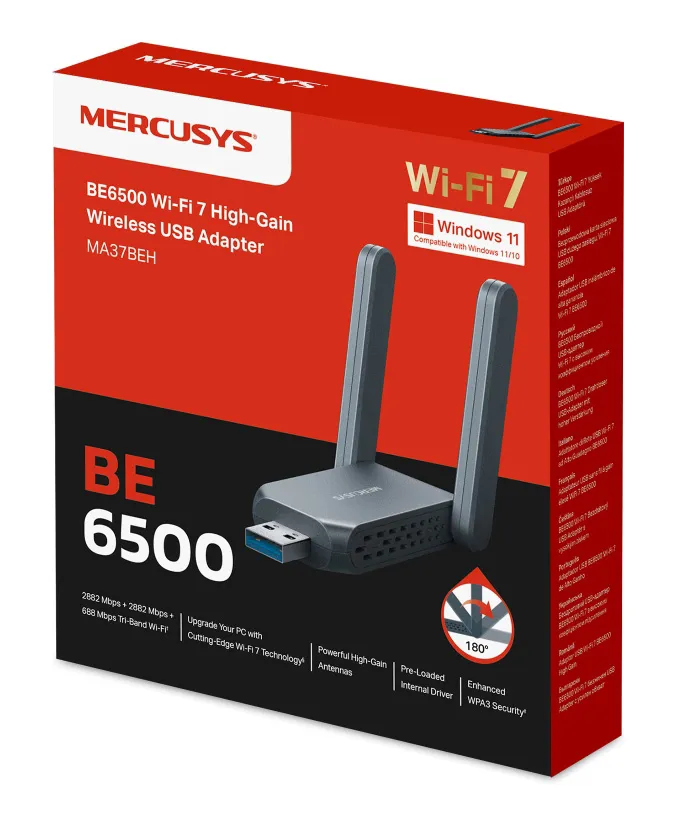 MERCUSYS ασύρματος USB αντάπτορας δικτύου MA37BEH, BE6500, Tri-Band, V1.0