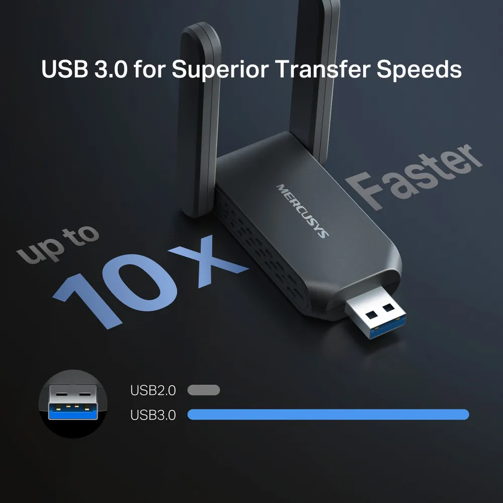 MERCUSYS ασύρματος USB αντάπτορας δικτύου MA37BEH, BE6500, Tri-Band, V1.0