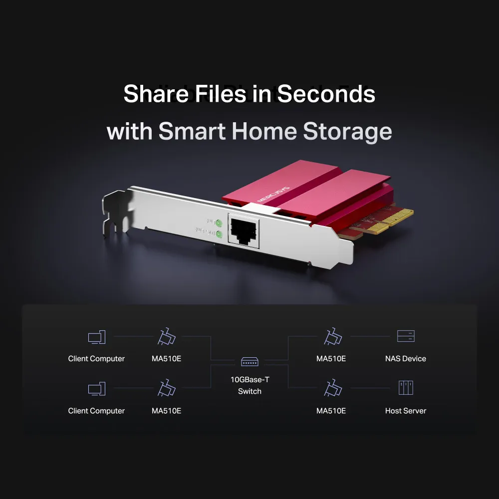 MERCUSYS κάρτα επέκτασης δικτύου PCIe σε RJ45 MA510E, 10Gbps, V1.0