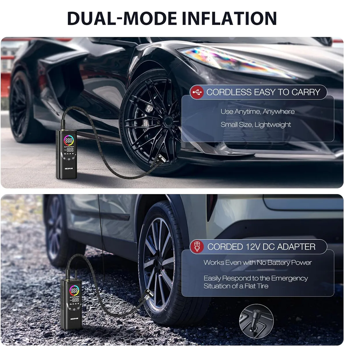 NEXPOW συμπιεστής αέρος αυτοκινήτου NP17, 6000mAh, 150PSI