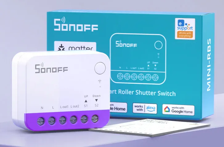 SONOFF smart διακόπτης MINI-RBS για μηχανισμό κουρτινών, WiFi, συμβατός με Matter, λευκός