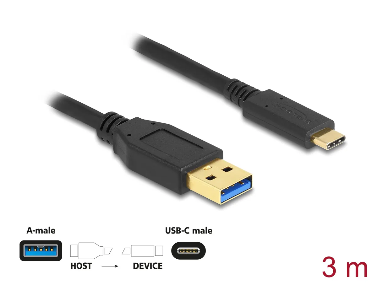 DELOCK καλώδιο USB-C σε USB 84006, 10Gbps, 3m, μαύρο