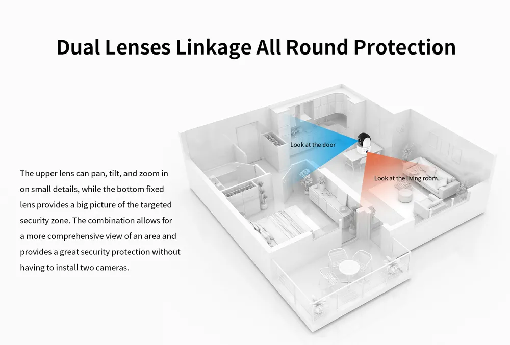 VSTARCAM smart κάμερα C996DR, 2MP, dual lens, WiFi, PTZ, SD