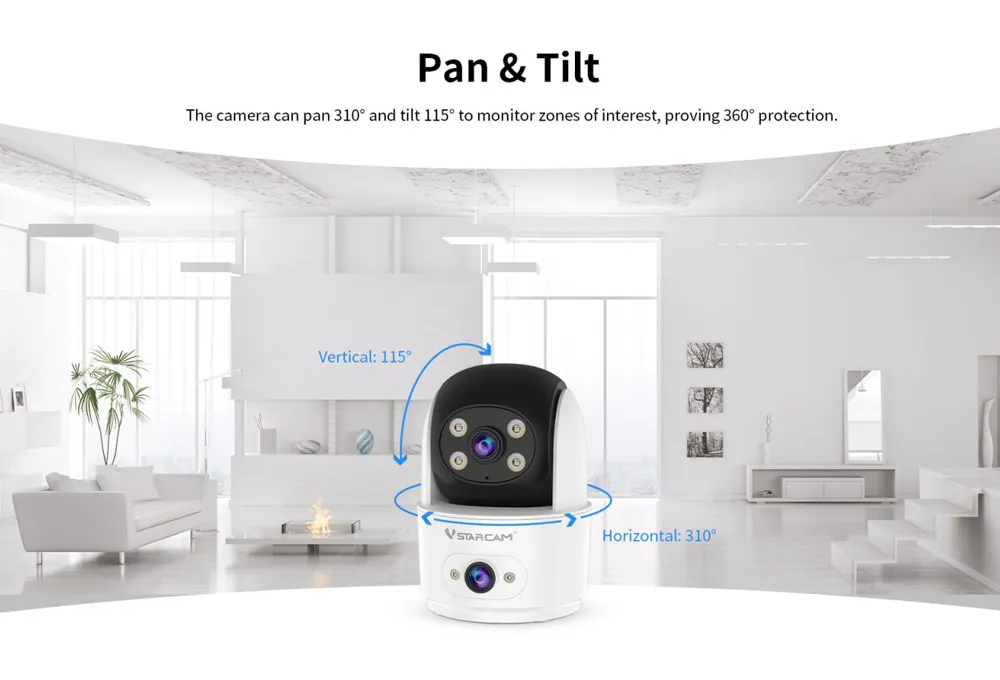 VSTARCAM smart κάμερα C996DR, 2MP, dual lens, WiFi, PTZ, SD