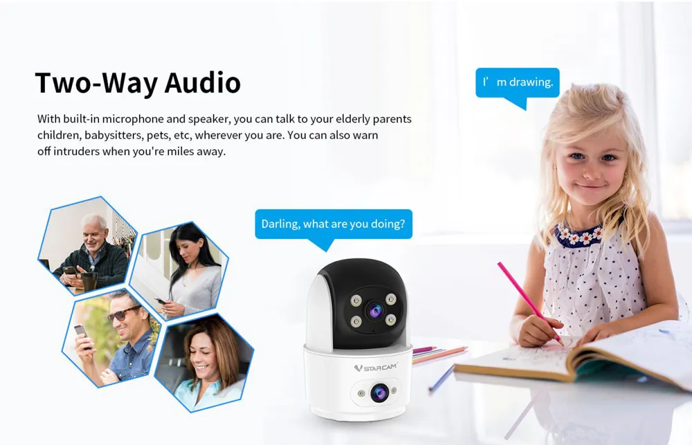 VSTARCAM smart κάμερα C996DR, 2MP, dual lens, WiFi, PTZ, SD